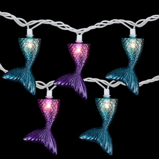 10ct. Mermaid Tails Patio String Lights with White Wire